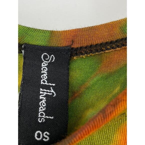 SACRED THREADS Women's Green-Multi Print Asymmetrical Hem Cropped Tank Top SZ OS - Picture 8 of 10